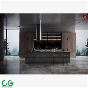 3d model of modern open kitchen bar